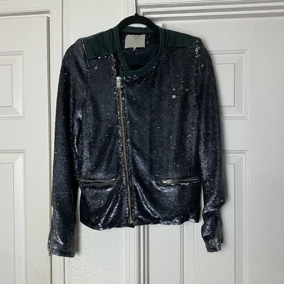 IRO Longina Sequin Jacket Charcoal Size 1 Small - Picture 9 of 16